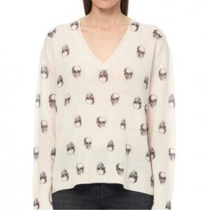 Skull Cashmere V-Neck Sweater